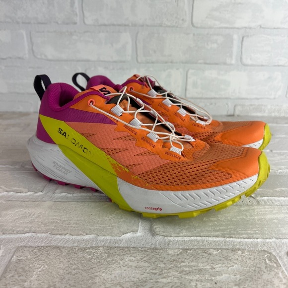Salomon Sense Ride 5 Women's 7 Trail Running Shoes Orange Pink Birds of Paradise - Picture 2 of 13